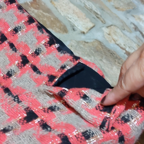 Nell Couture Anthropologie Pink Plaid & Black Tweed Crepe Mixed Media Dr… - Picture 11 of 12